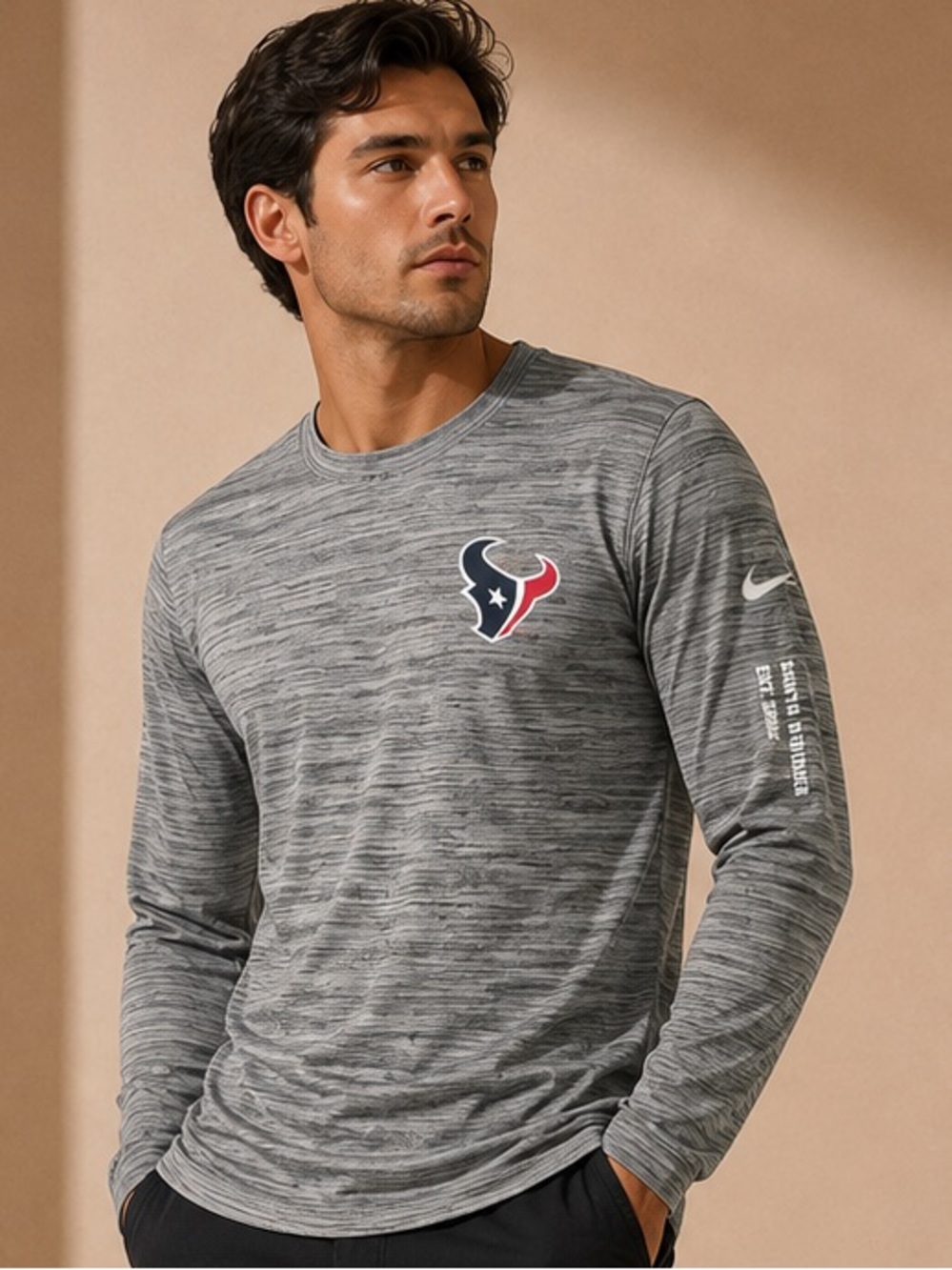 Nike Houston Texans Dri-FIT Gray Long Sleeve Performance Shirt S